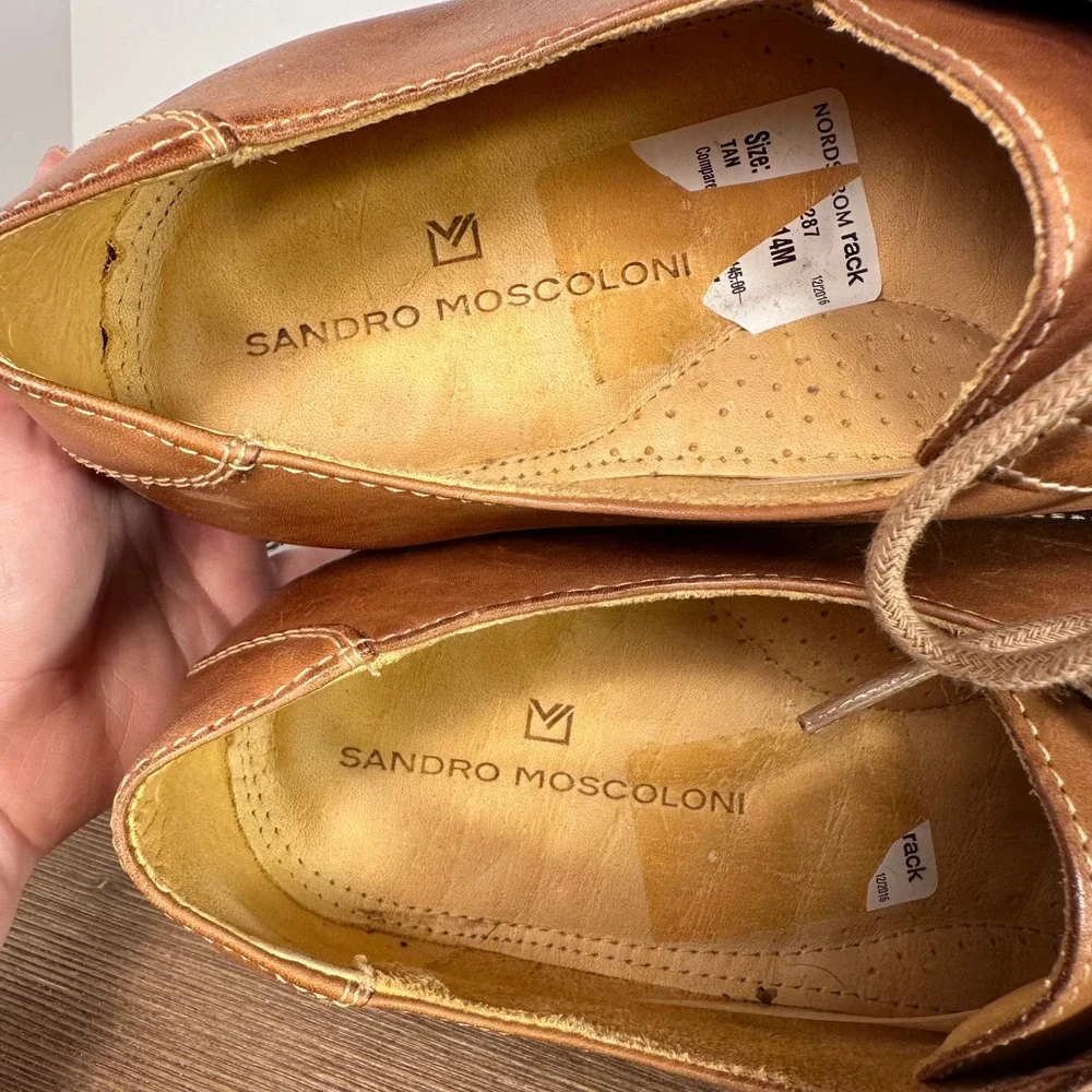 Sandro Moscoloni Bryan Leather Oxford Dress Shoes Mens 14M Tan Cap Toe Old Money